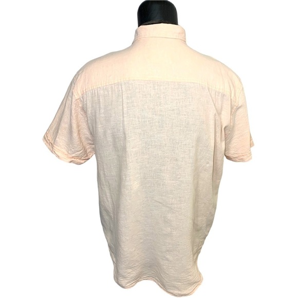 Bruno Men's Shirt Sz XL Peach Casual Button Up Linen Cotton Blend Short Sleeve - Picture 3 of 12